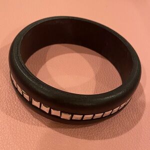 Black Bangle with Silver Accents